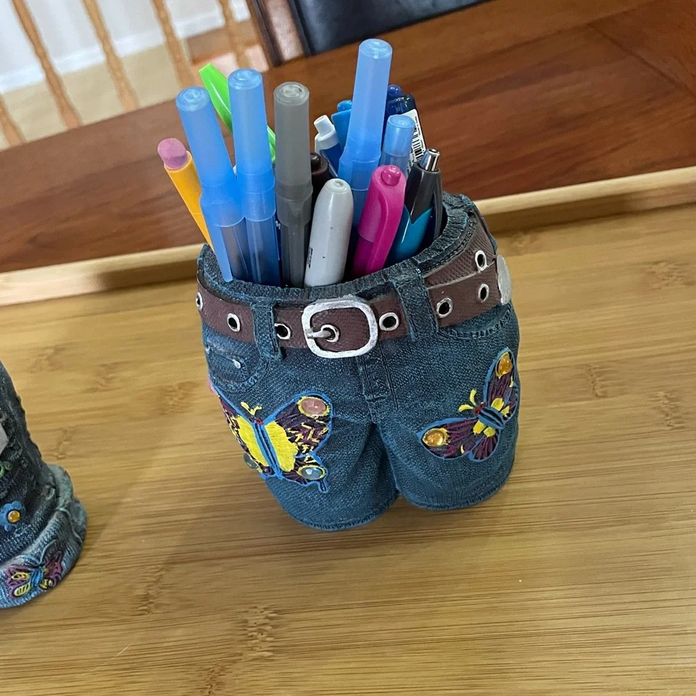 Denim Butterfly Pen Holder
